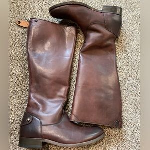 Frye Melissa Button Back Zip Boots Dark Brown 8